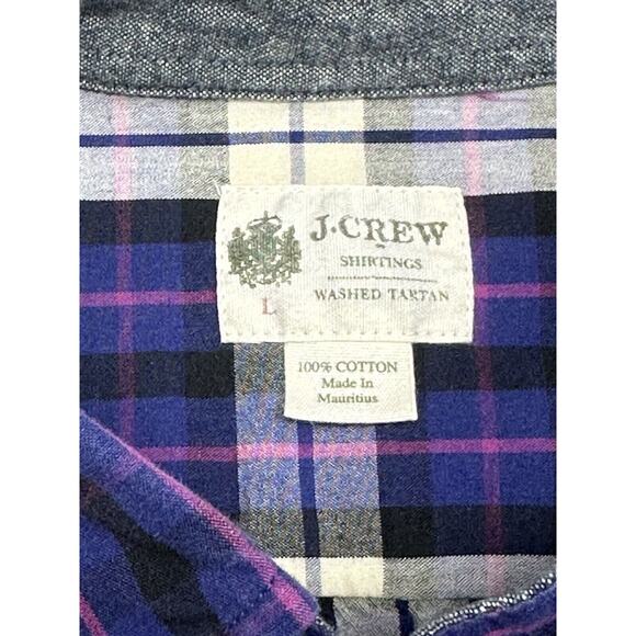 J Crew Mens‎ Shirt Size Large Washed Tartan Button Down Long Sleeve Purple Plaid - Picture 2 of 7